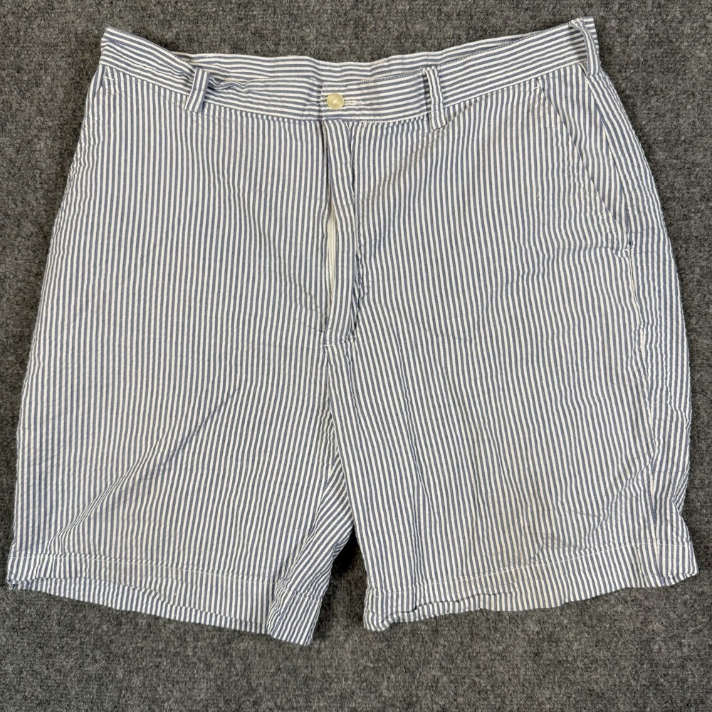 🩳 Jos A Bank Stays Cool Mens Shorts Size 38 Blue White Seersucker Striped